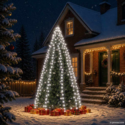 vidaXL Tree Light | Cold White, Dark Green | PVC | Suitable for 4m trees