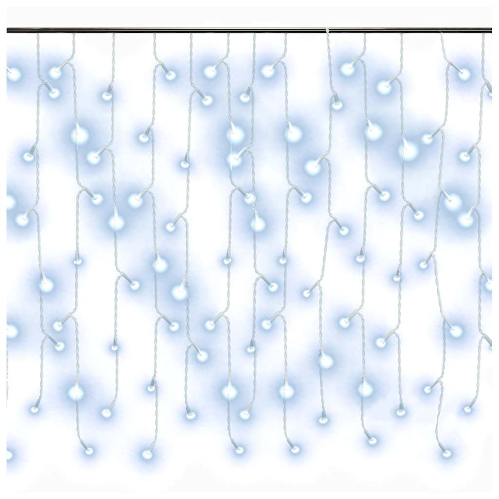 328911 vidaXL LED Curtain Icicle Lights 10m 400 LED Cold White 8 Function