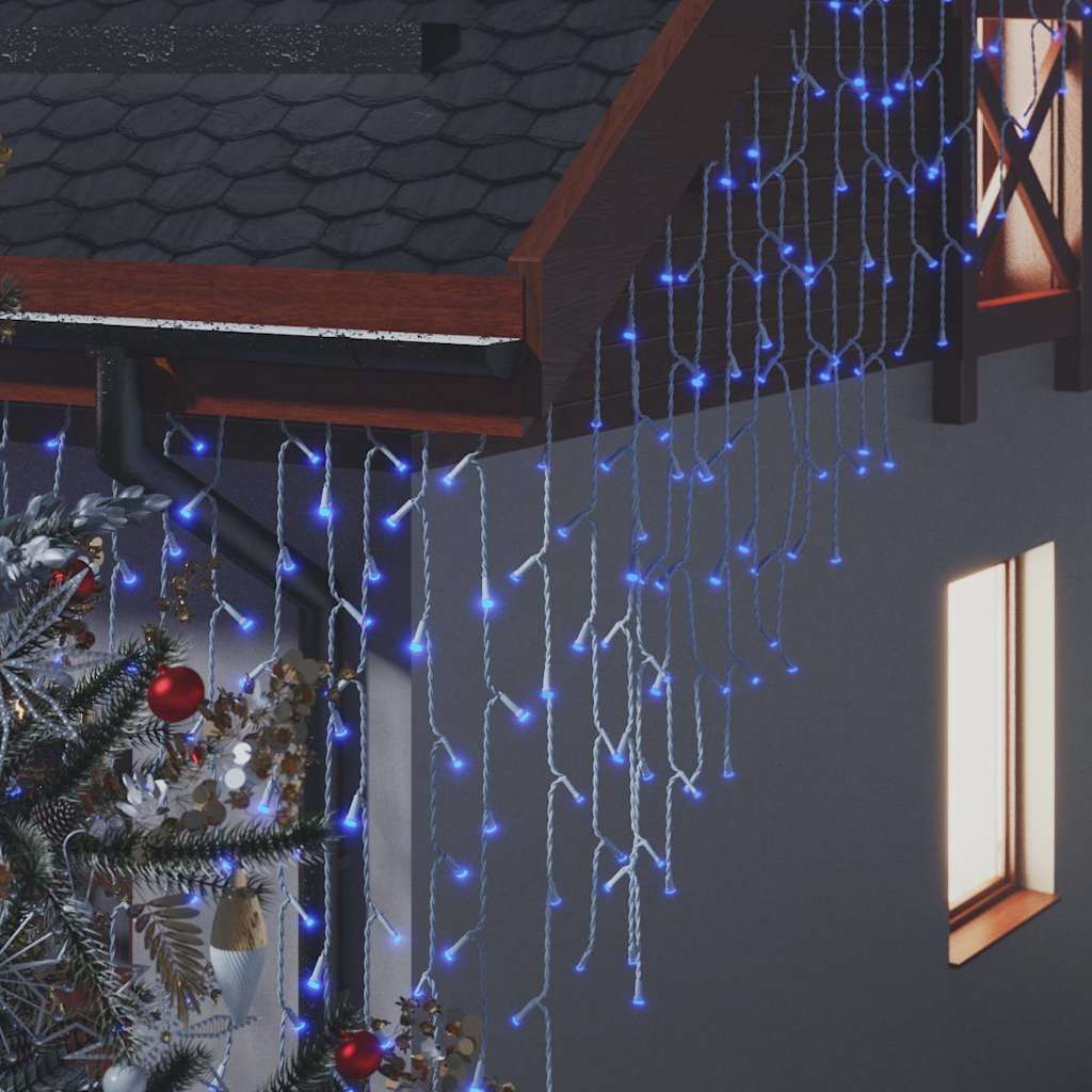 328913 vidaXL LED Curtain Icicle Lights 10m 400 LED Blue 8 Function