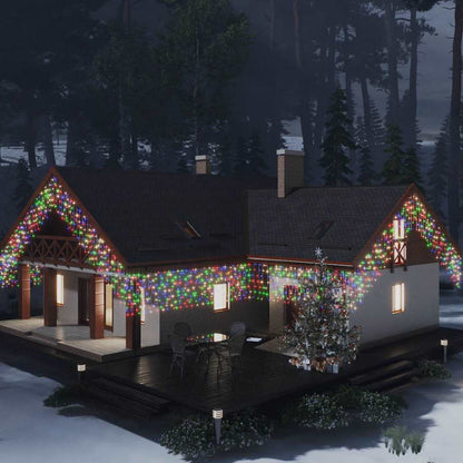 328915 vidaXL LED Curtain Icicle Lights 10m 400 LED Colourful 8 Function