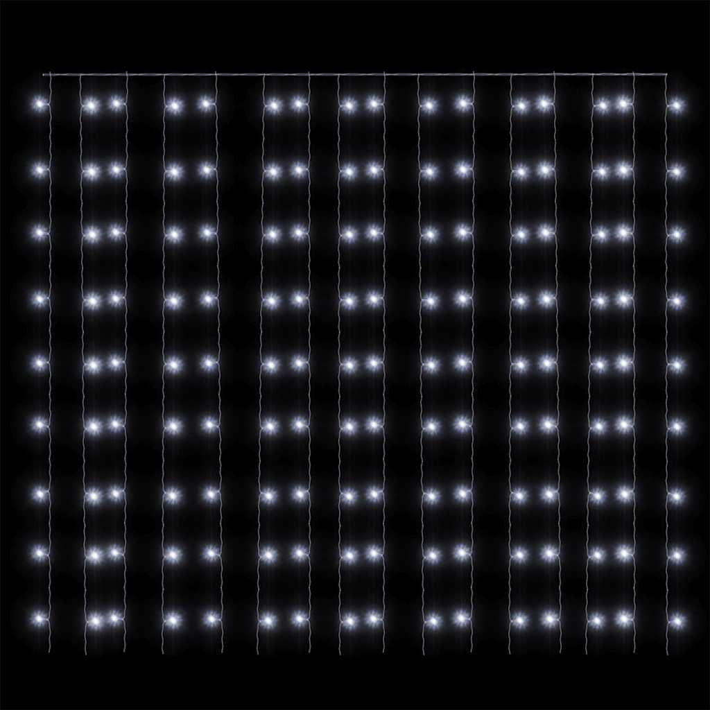 328928 vidaXL LED Curtain Fairy Lights 3x3m 300 LED Cold White 8 Function