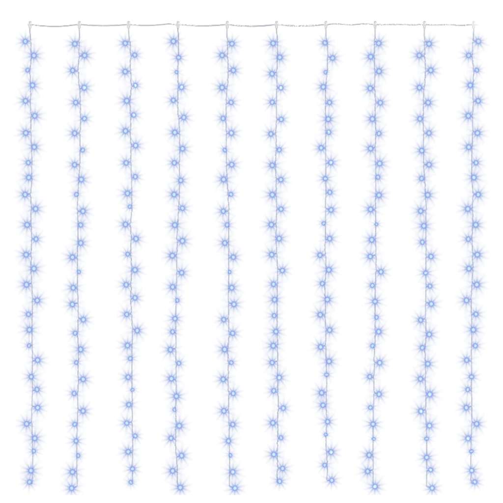 328930 vidaXL LED Curtain Fairy Lights 3x3m 300 LED Blue 8 Function