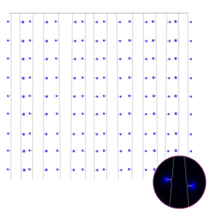vidaXL LED Curtain Fairy Lights 3x3m 300 LED Blue 8 Function