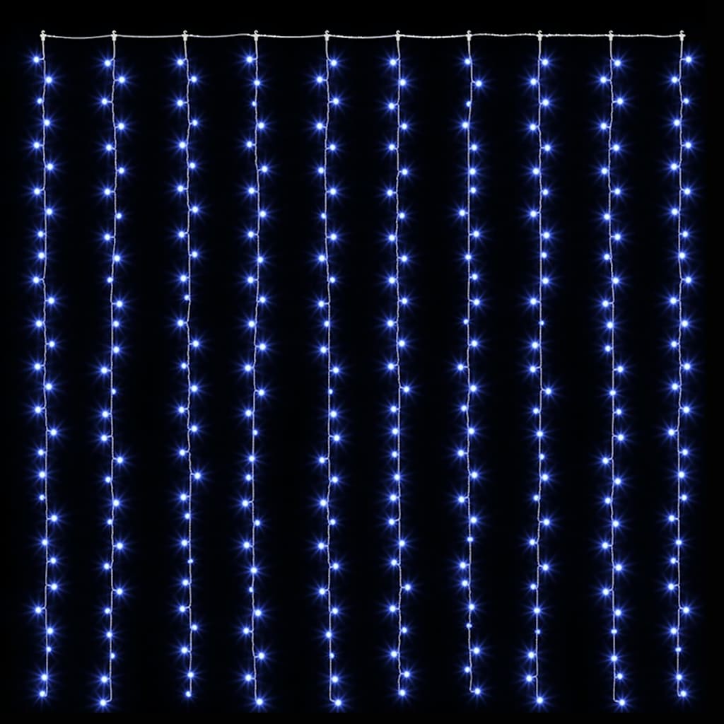 328930 vidaXL LED Curtain Fairy Lights 3x3m 300 LED Blue 8 Function