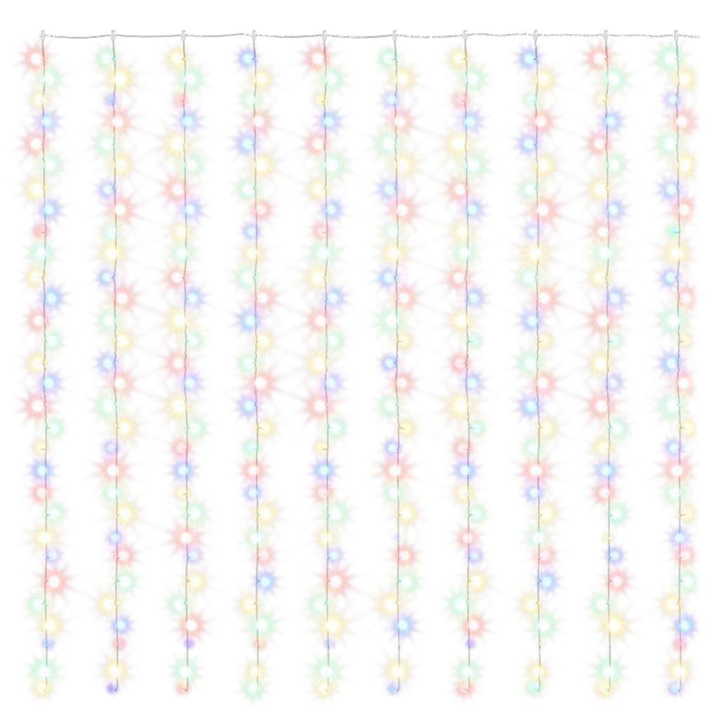 328932 vidaXL LED Curtain Fairy Lights 3x3m 300 LED Colourful 8 Function