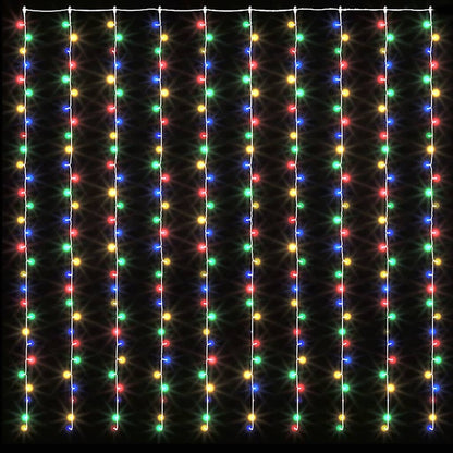 328932 vidaXL LED Curtain Fairy Lights 3x3m 300 LED Colourful 8 Function