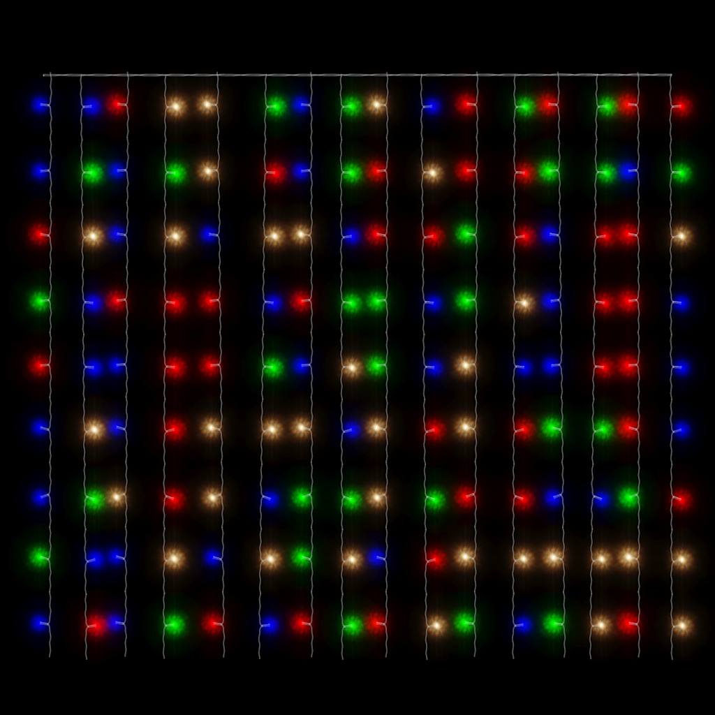 vidaXL LED Curtain Fairy Lights 3x3m 300 LED Colourful 8 Function