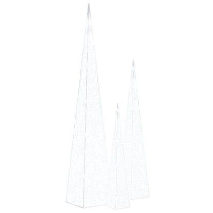 vidaXL Acrylic Decorative LED Light Cone Set Cold White 60/90/120cm