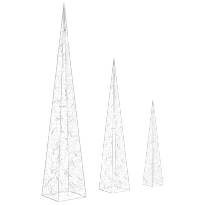 vidaXL Acrylic Decorative LED Light Cone Set Cold White 60/90/120cm