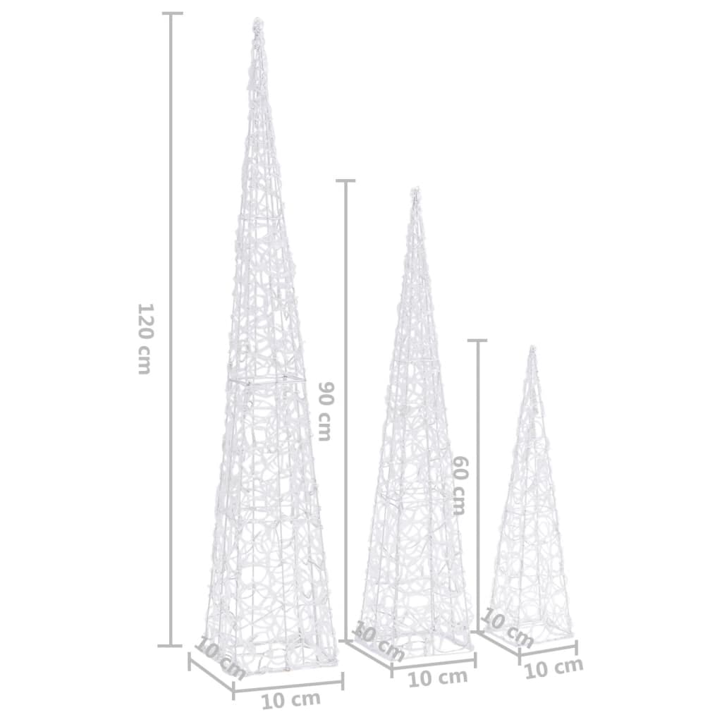 vidaXL Acrylic Decorative LED Light Cone Set Blue 60/90/120cm