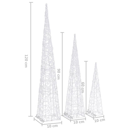 vidaXL Acrylic Decorative LED Light Cone Set Blue 60/90/120cm