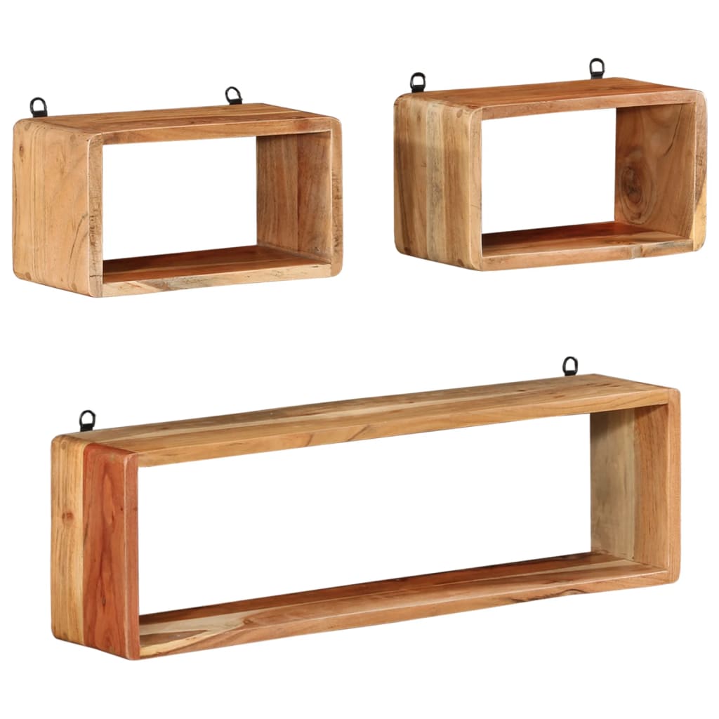 vidaXL Wall Cube Shelf | Natural acacia wood | Solid acacia wood