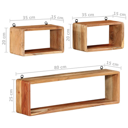 vidaXL Wall Cube Shelf | Natural acacia wood | Solid acacia wood