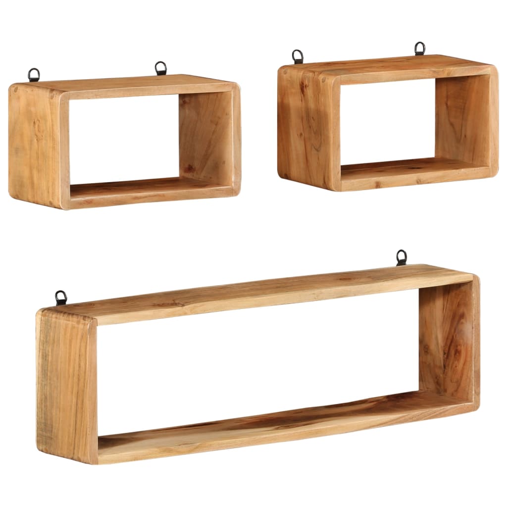 vidaXL Wall Cube Shelf | Natural acacia wood | Solid acacia wood