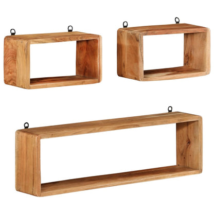 vidaXL Wall Cube Shelf | Natural acacia wood | Solid acacia wood