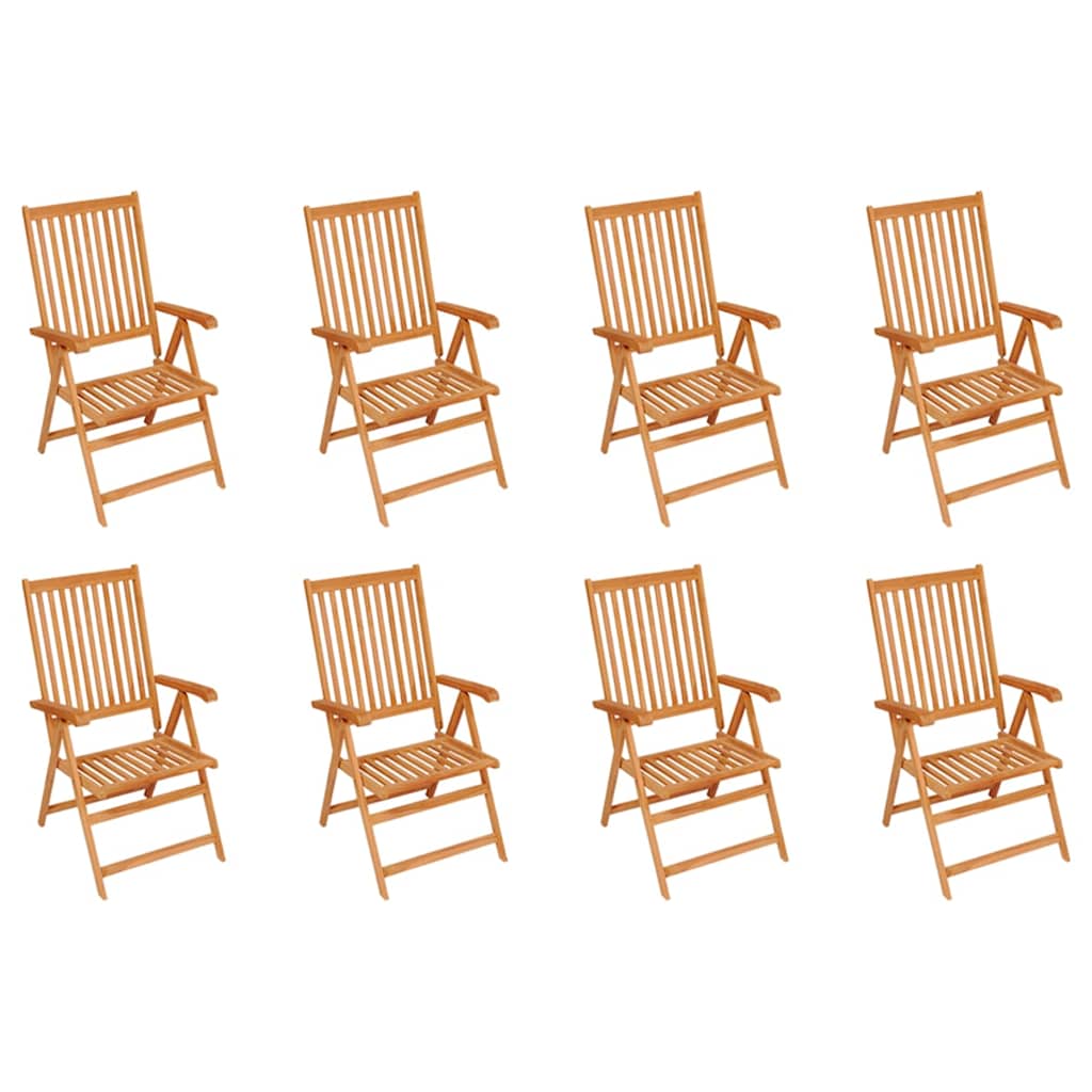 vidaXL Reclining Folding Chairs 8 pcs Solid Teak Wood