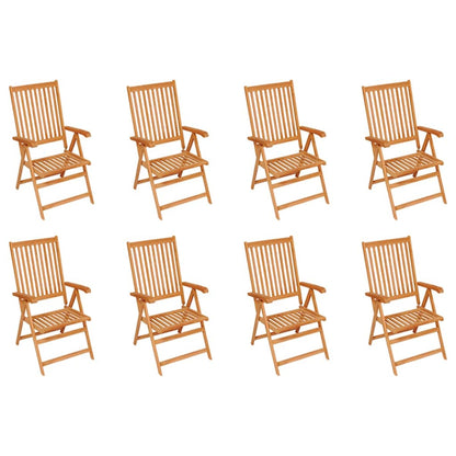 vidaXL Reclining Folding Chairs 8 pcs Solid Teak Wood