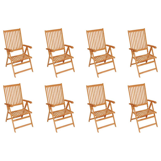 vidaXL Reclining Folding Chairs 8 pcs Solid Teak Wood