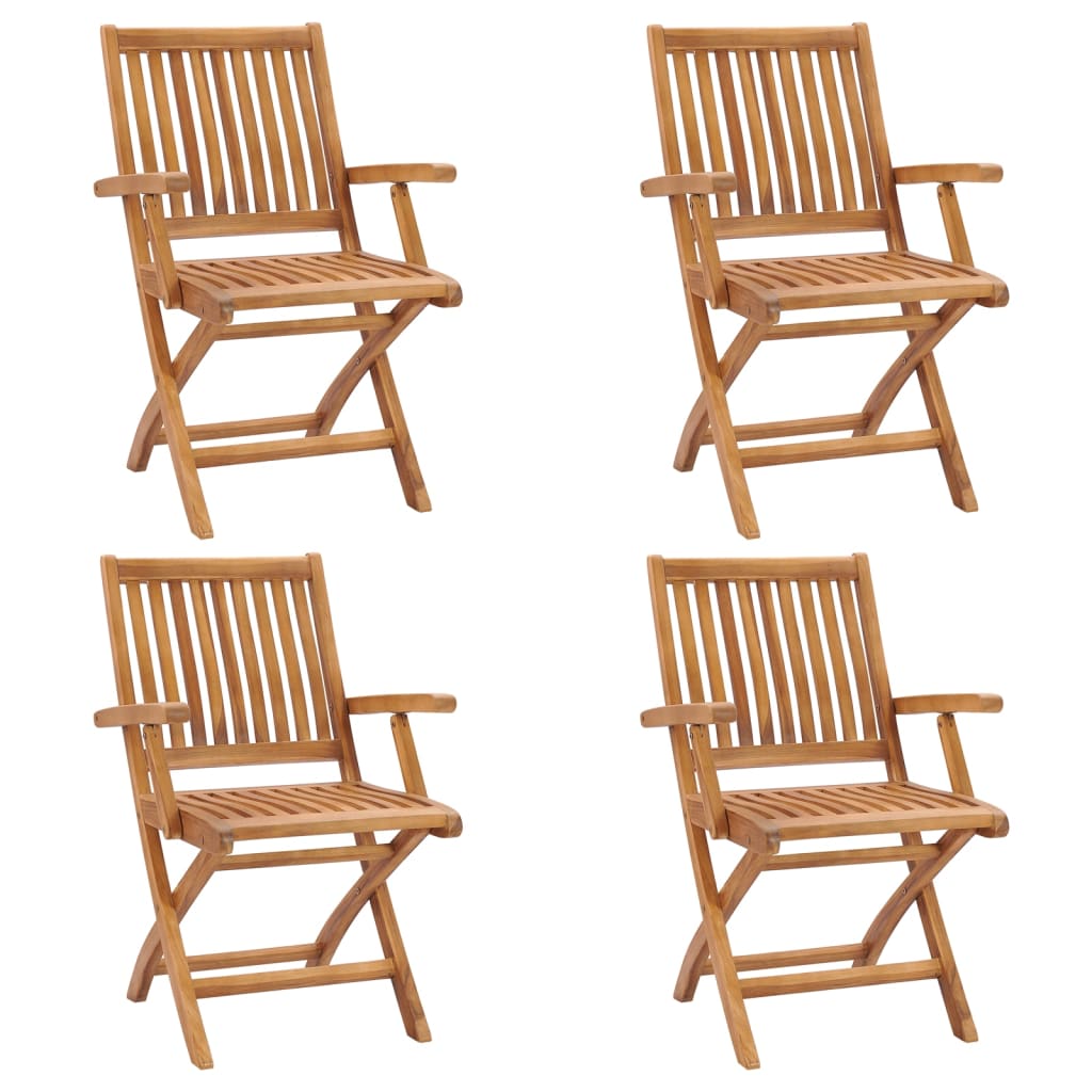 vidaXL Folding Garden Chairs 4 pcs Solid Teak Wood
