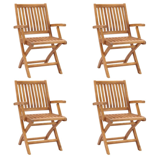 vidaXL Folding Garden Chairs 4 pcs Solid Teak Wood