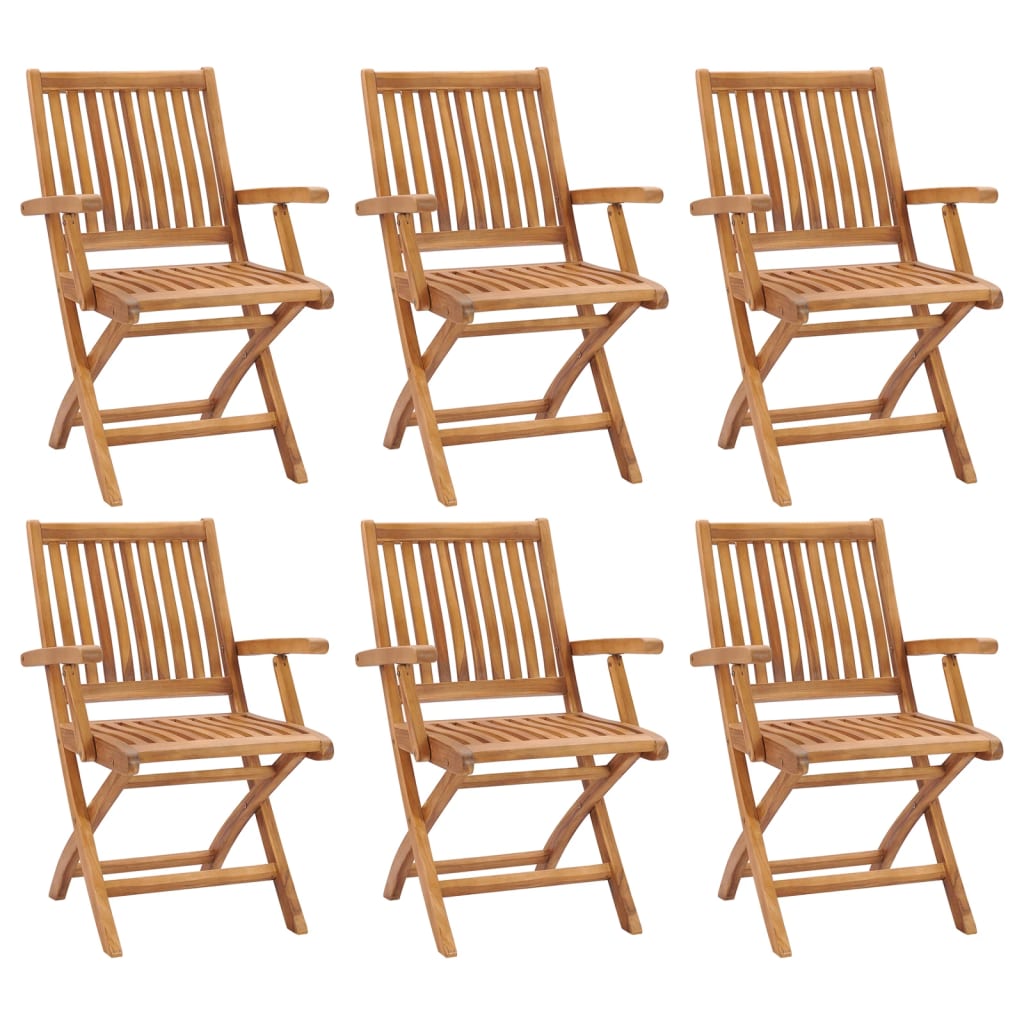 vidaXL Garden Chair | Set of 6 | Natural Teak