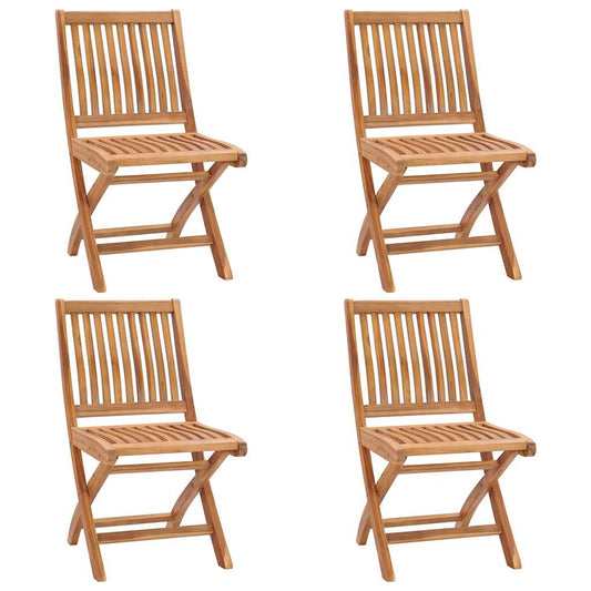 vidaXL Folding Chairs 4 pcs Solid Teak Wood