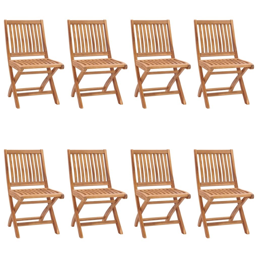 vidaXL Folding Garden Chairs 8 pcs Solid Teak Wood