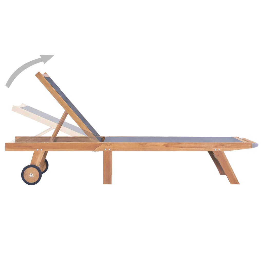 vidaXL Sunlounger | Brown | Solid Teak wood | Standard | Foldable | Sunlounger