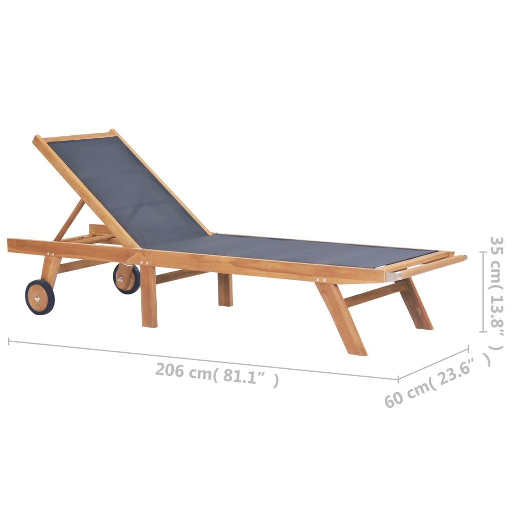 vidaXL Sunlounger | Brown | Solid Teak wood | Standard | Foldable | Sunlounger