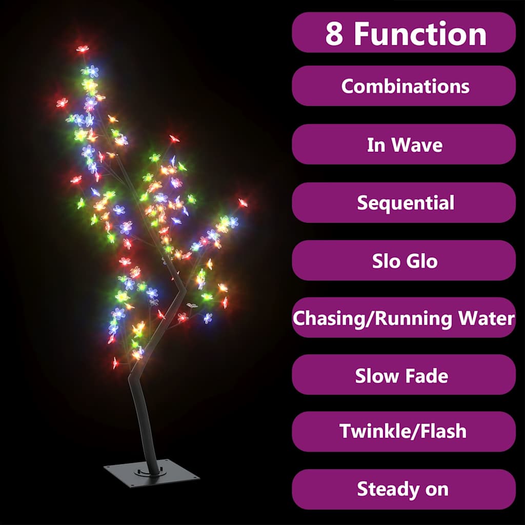 vidaXL Christmas Tree 128 LEDs Colourful Light Cherry Blossom 120 cm