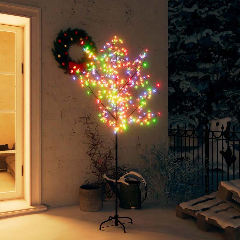 vidaXL Christmas Tree 200 LEDs Colourful Light Cherry Blossom 180 cm