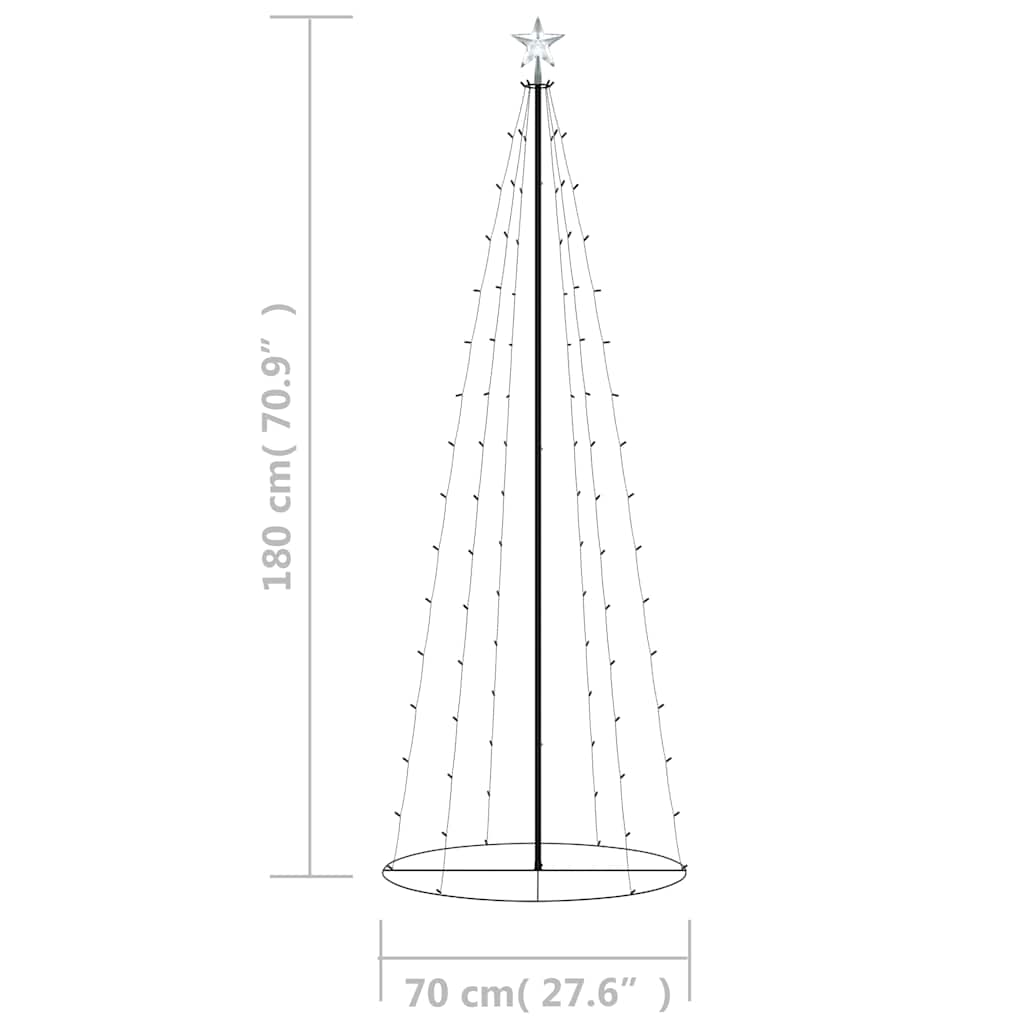 vidaXL Christmas Cone Tree Warm White 100 LEDs Decoration 70x180 cm