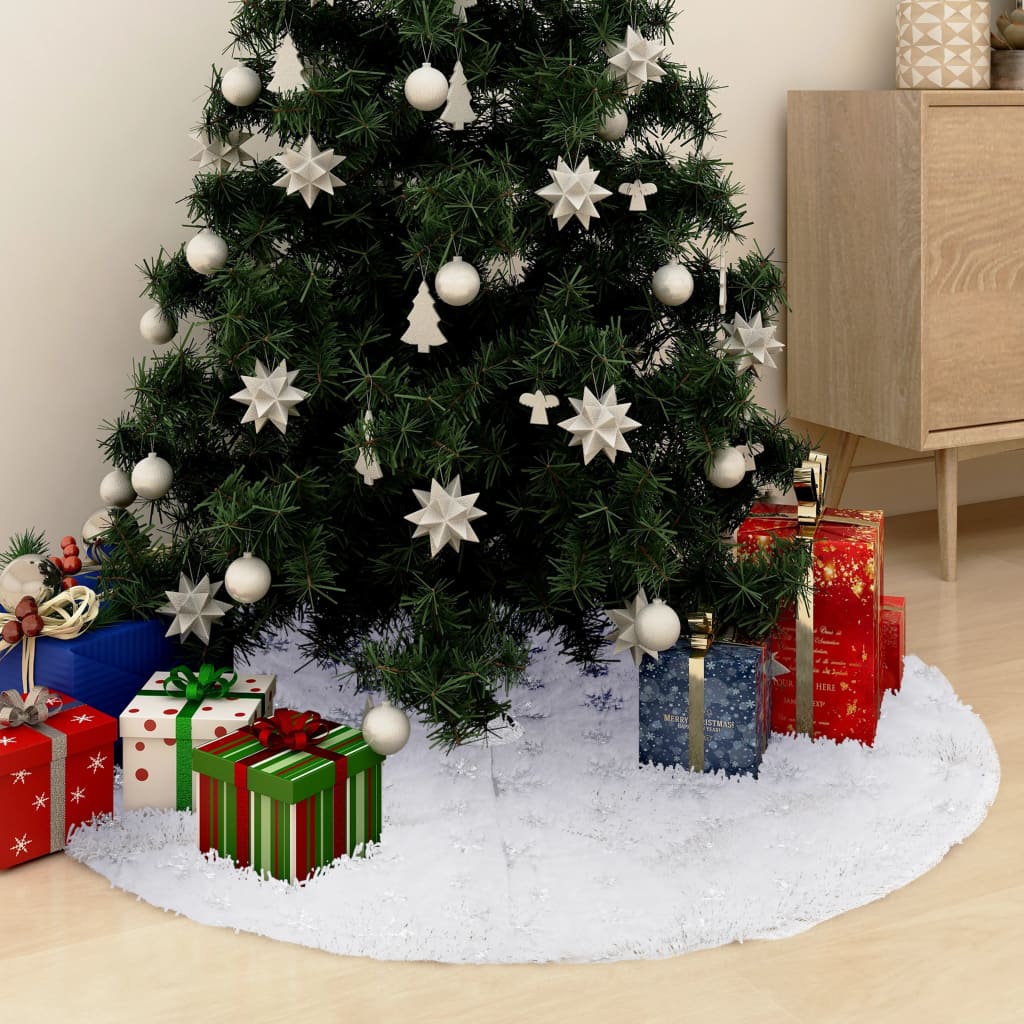 vidaXL Christmas Tree Skirt | White | Faux fur | Diameter 122 cm