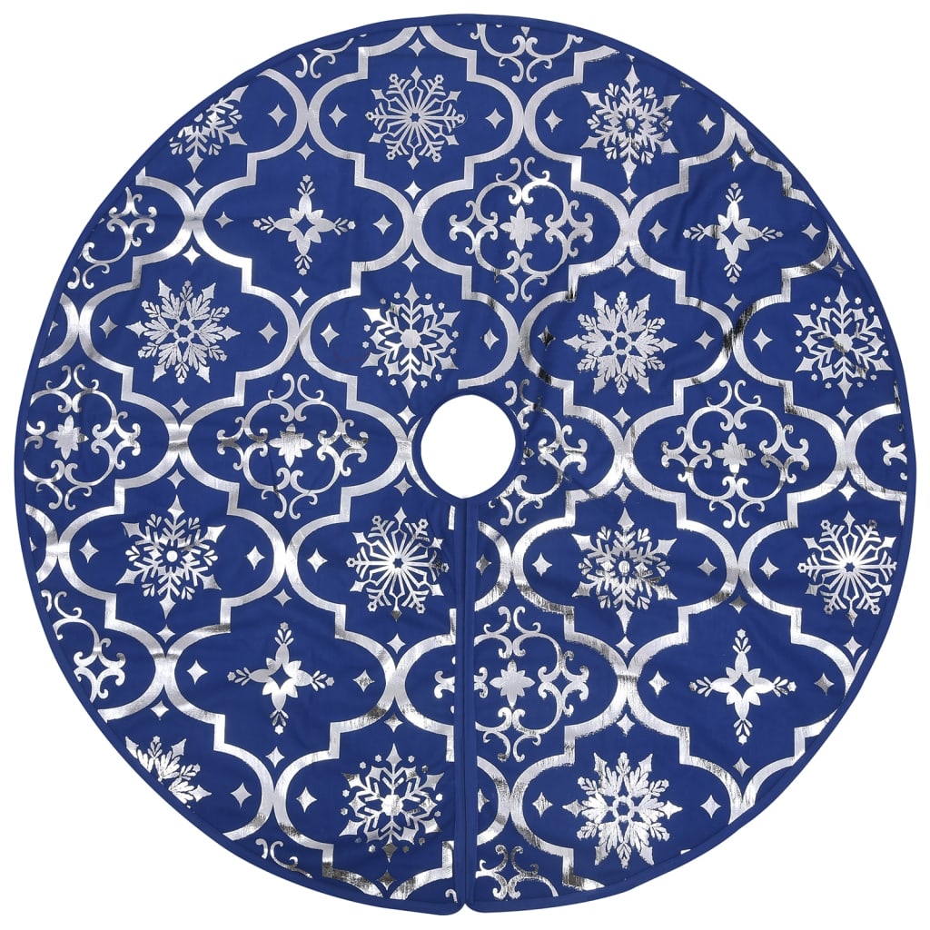 vidaXL Luxury Christmas Tree Skirt with Sock Blue 90 cm Fabric