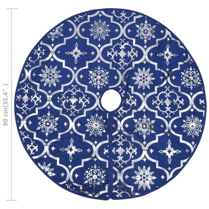 vidaXL Luxury Christmas Tree Skirt with Sock Blue 90 cm Fabric