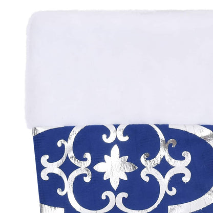 330280 vidaXL Luxury Christmas Tree Skirt with Sock Blue 150 cm Fabric