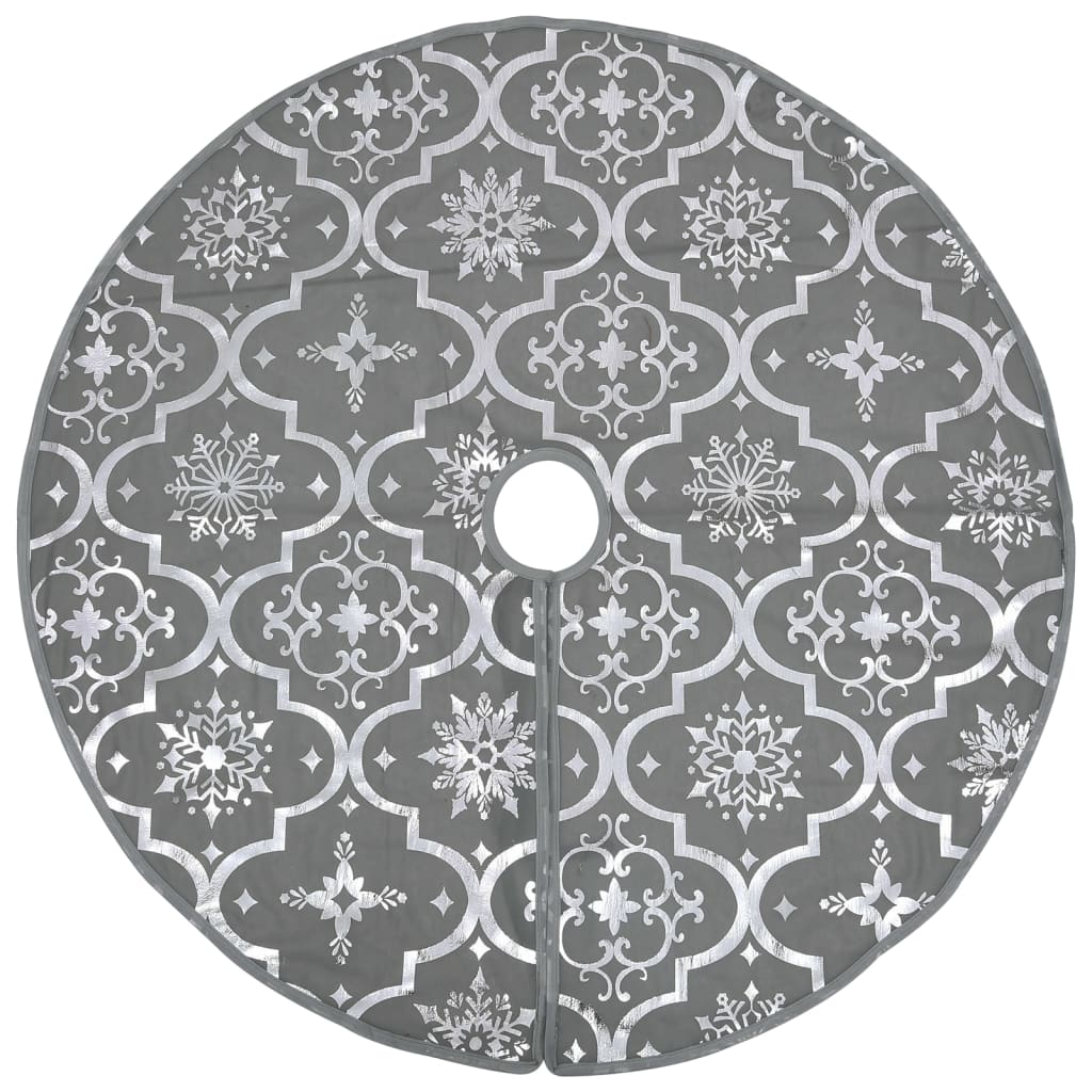 vidaXL Luxury Christmas Tree Skirt with Sock Grey 90 cm Fabric