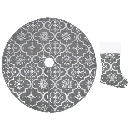 vidaXL Christmas Tree Skirt | Grey | Polyester | Large | Collapsible