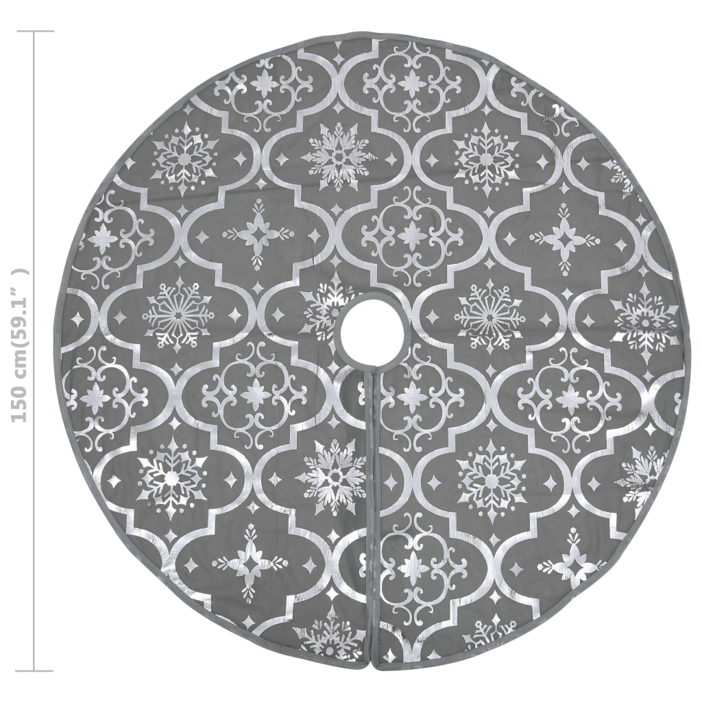 vidaXL Christmas Tree Skirt | Grey | Polyester | Large | Collapsible