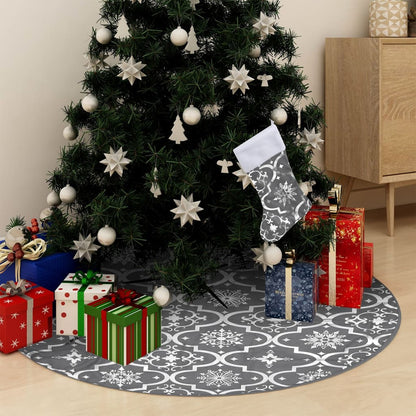 vidaXL Christmas Tree Skirt | Grey | Polyester | Large | Collapsible