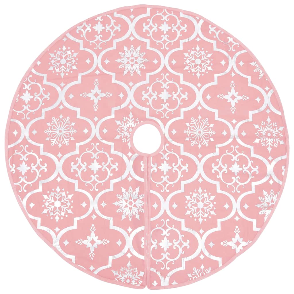 vidaXL Luxury Christmas Tree Skirt with Sock Pink 90 cm Fabric