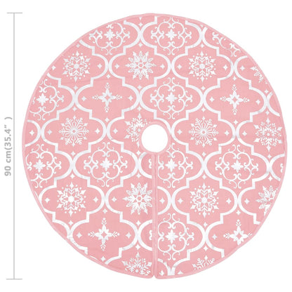 vidaXL Luxury Christmas Tree Skirt with Sock Pink 90 cm Fabric