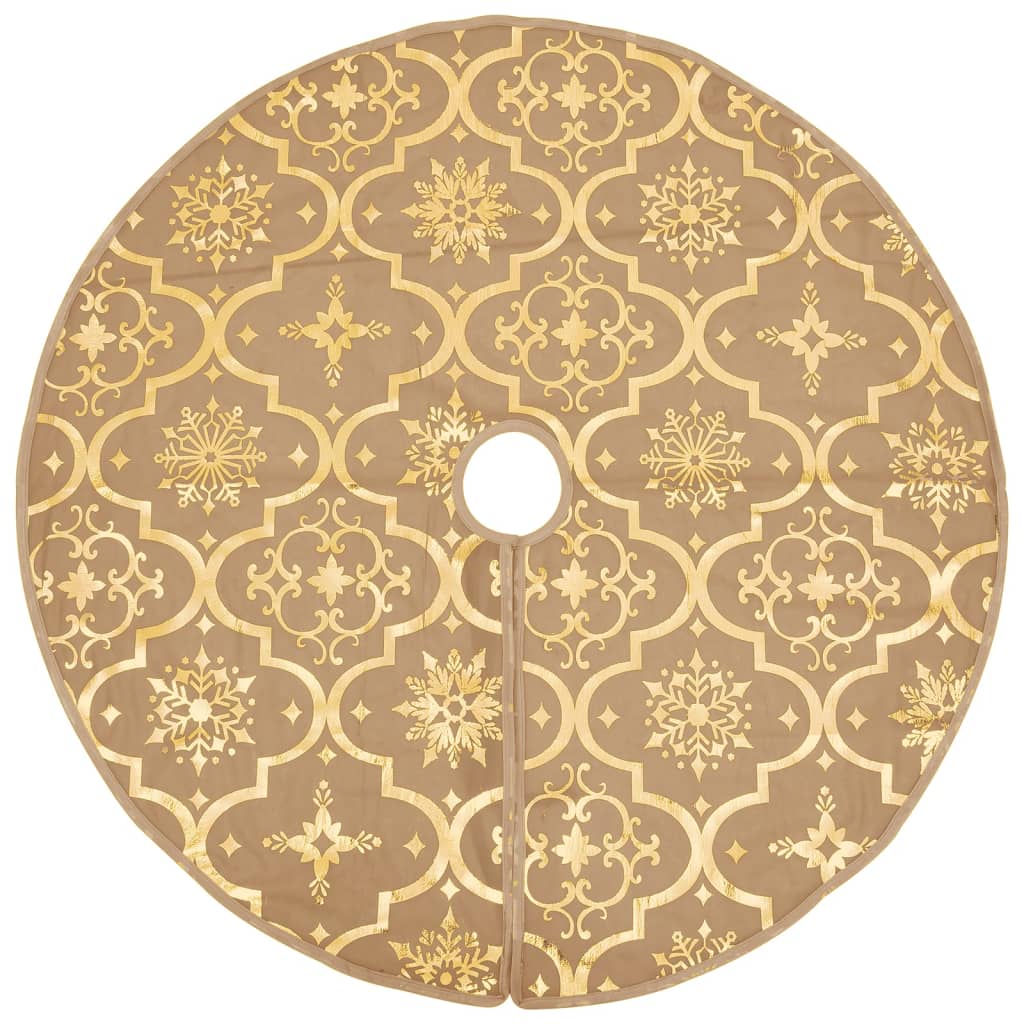 vidaXL Luxury Christmas Tree Skirt with Sock Yellow 150 cm Fabric