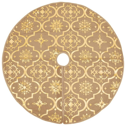 vidaXL Luxury Christmas Tree Skirt with Sock Yellow 150 cm Fabric