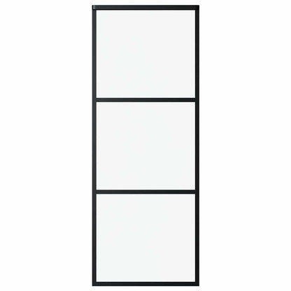 vidaXL Sliding Door 3-Panel ESG Glass and Aluminium 76x205 cm Black