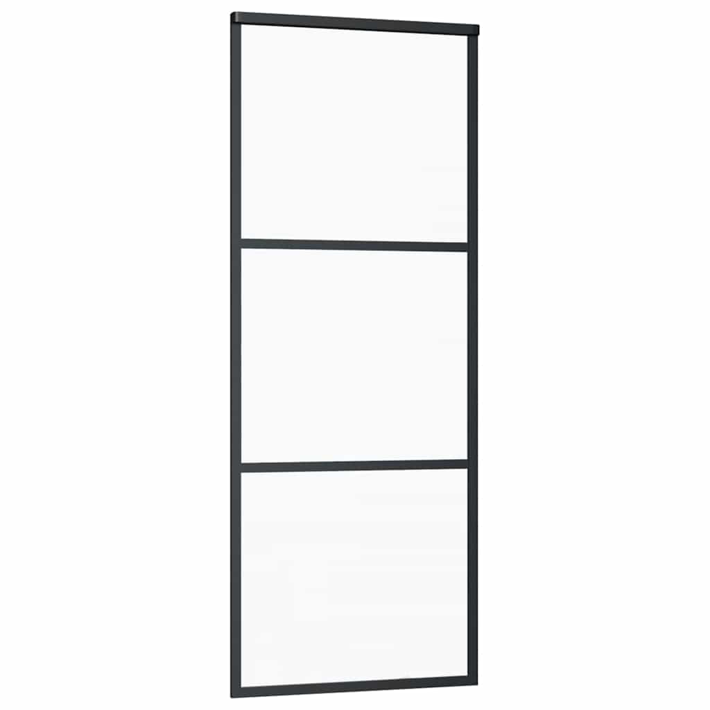 vidaXL Sliding Door 3-Panel ESG Glass and Aluminium 76x205 cm Black