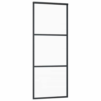 151008 vidaXL Sliding Door 3-Panel ESG Glass and Aluminium 76x205 cm Black