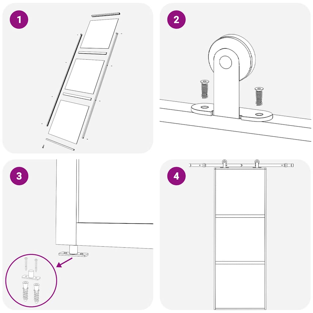 vidaXL Sliding Door 3-Panel ESG Glass and Aluminium 76x205 cm Black
