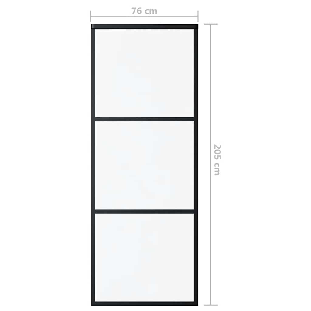 vidaXL Sliding Door 3-Panel ESG Glass and Aluminium 76x205 cm Black