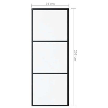 vidaXL Sliding Door 3-Panel ESG Glass and Aluminium 76x205 cm Black